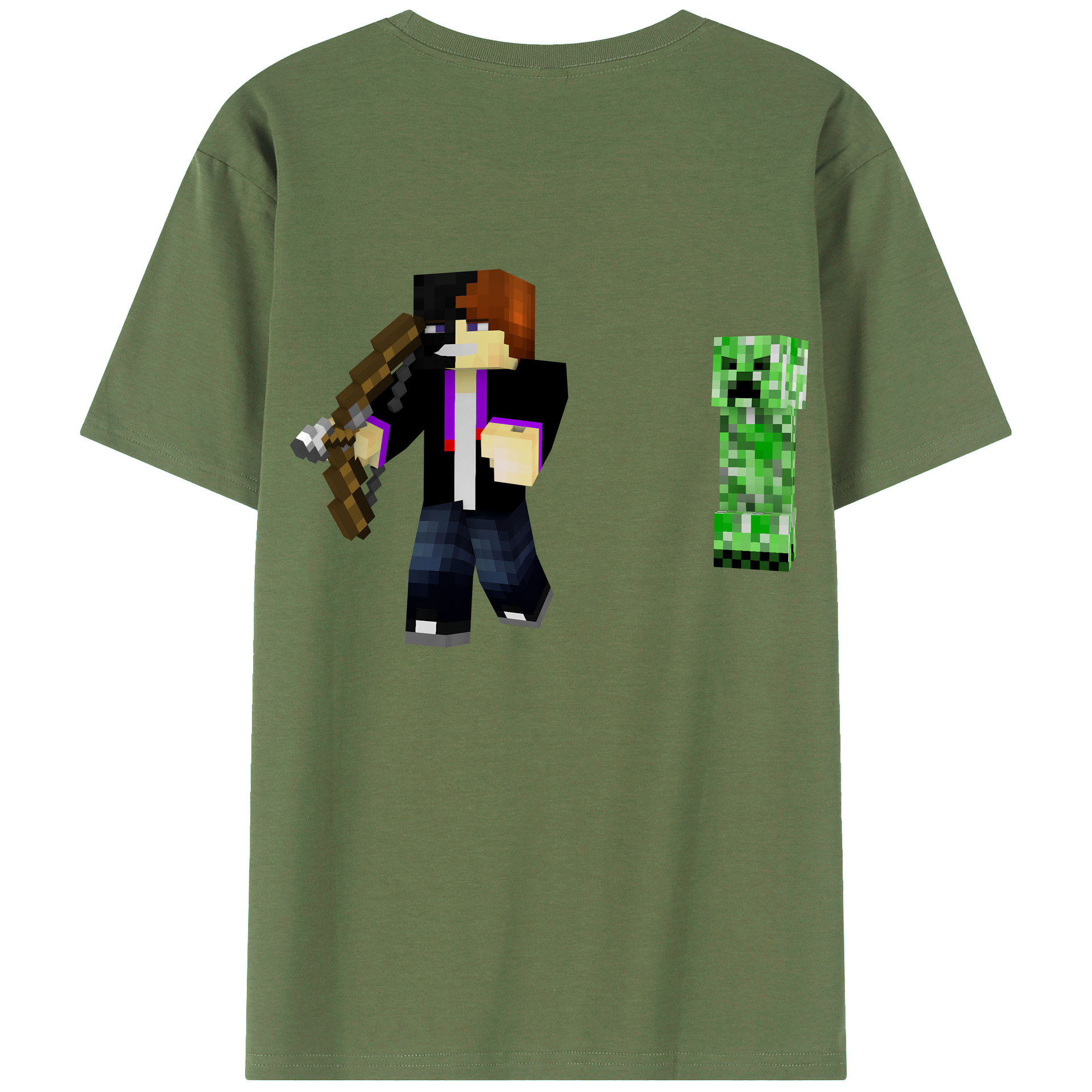 （画像用） マインクラフト ブロックの世界 Minecraft MC Block world 綿100％ メンズ半袖Tシャツ（バックプリント） 通気性
